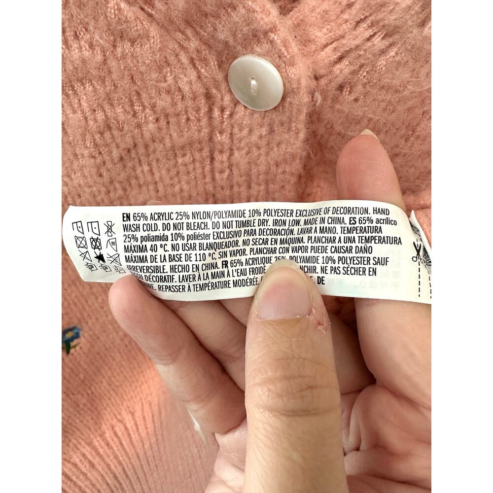 ENGLISH FACTORY | Pink Floral Embroidered Cardigan Sweater Cottagecore | Large - Picture 8 of 8